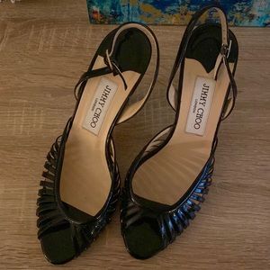 Jimmy Choo black, open toe, heels
